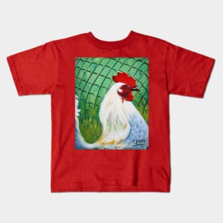 The Portrait of a White Rooster Kids T-Shirt